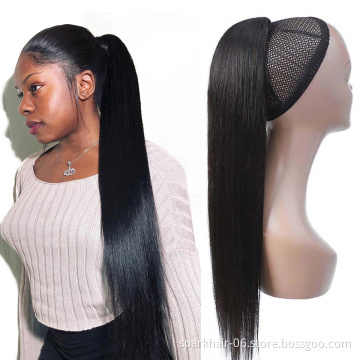 100% human hair ponytail kinky curly straight water wave Clip In Drawstring Ponytail Brazilian Pony Tail For African American